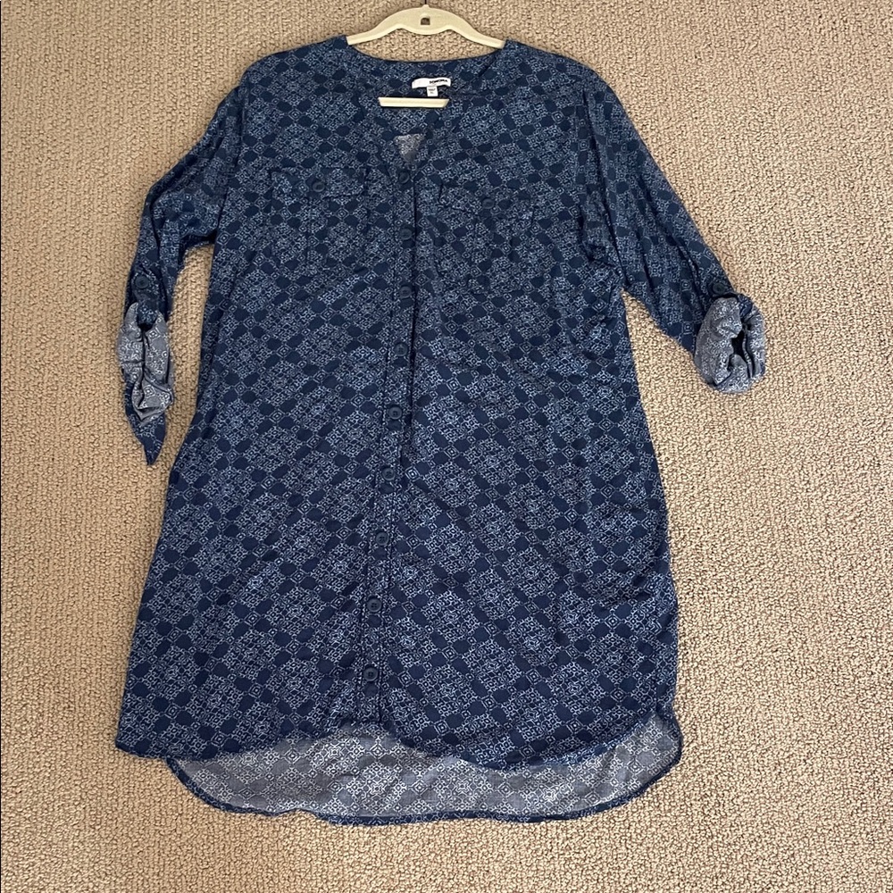 Sonoma Navy Geometric Button-Up Shirt